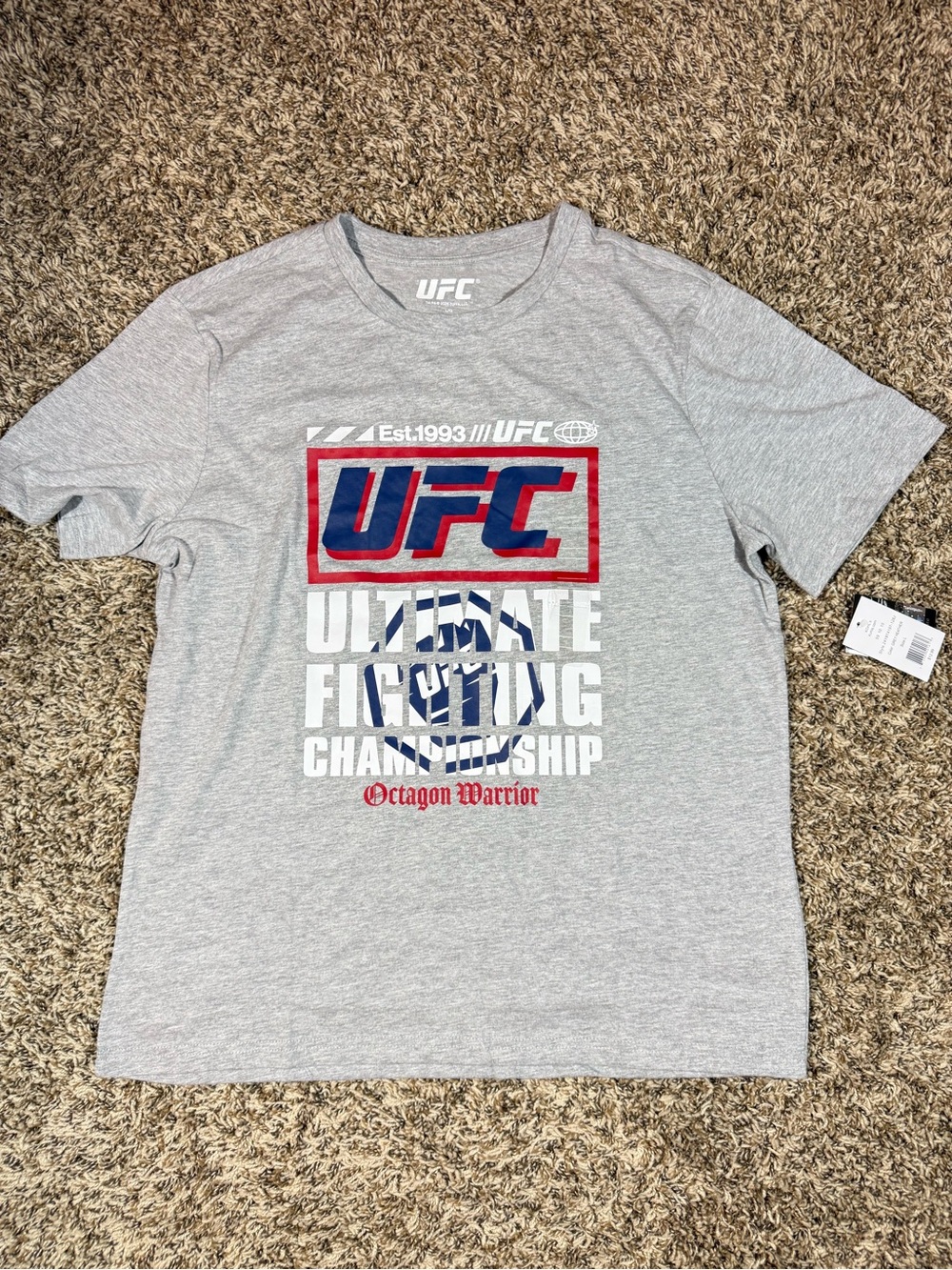UFC Gray Short Sleeve Tee with Red and Blue Logo